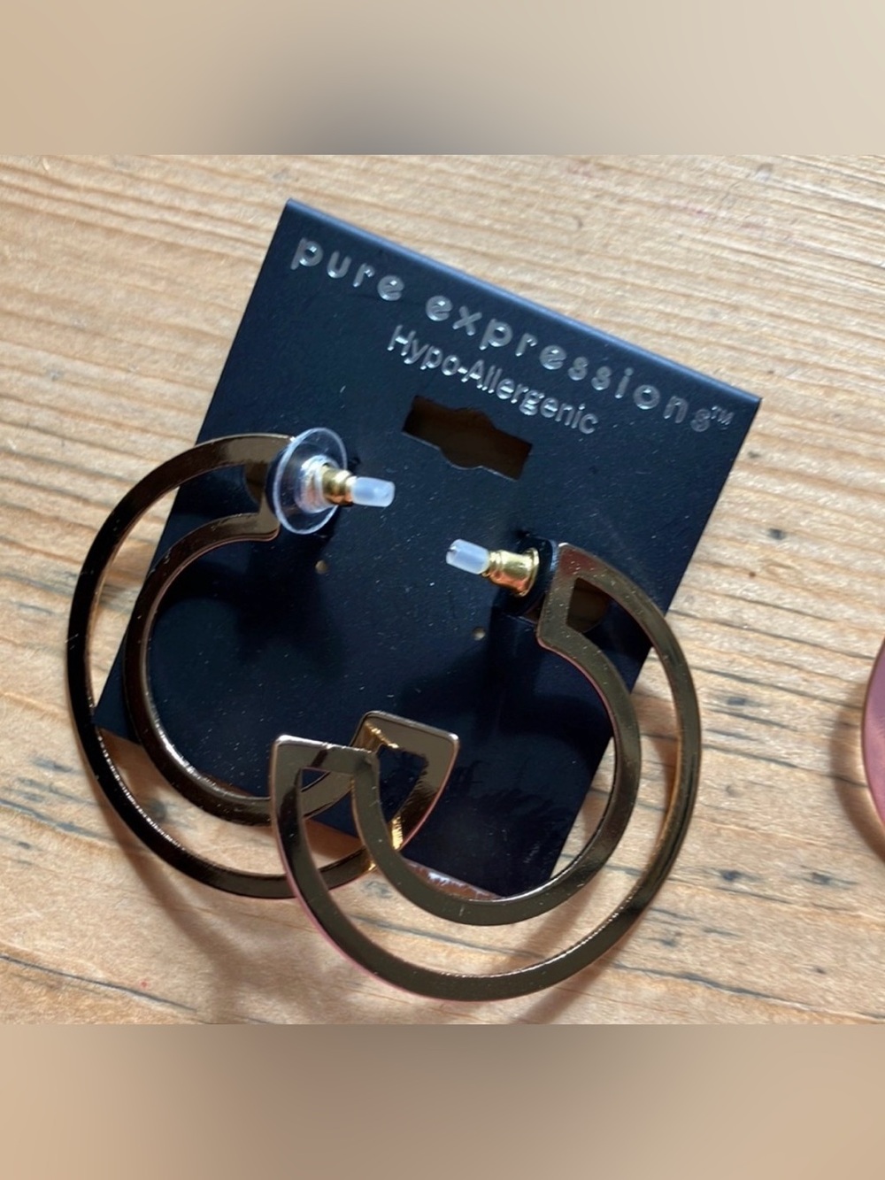 Double Hoop Post Earrings Gold Tone NWT